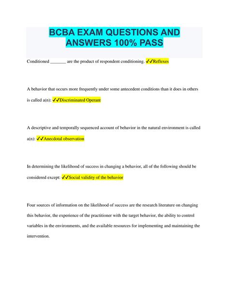 Image result for Bcba Exam Questions