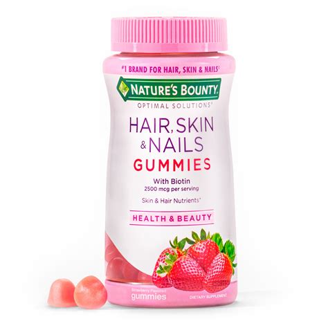 Nature's Bounty Hair Skin and Nails Vitamins With Biotin, Gummies, 140 ...