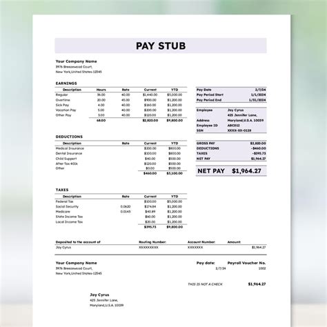 Paystub Template for Small Business - Etsy