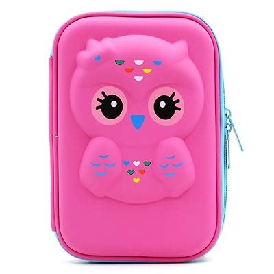 Buy JUJIN Cute Owl Face Hardtop EVA Pencil Case Big Pencil Box with ...