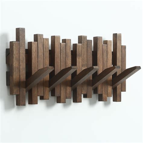 Amazon.com: GOGREEBELL Natural Wood Wall Mounted Piano Coat Rack| Coat ...
