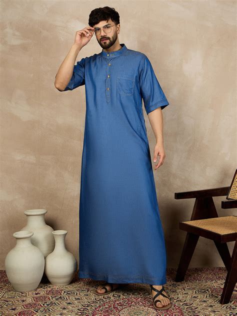 Nabia Half Sleeves Blue Denim Jubba/Thobe