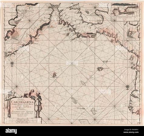 Sea chart of the coasts of Colombia, Panama, Costa Rica and Honduras, with an inset map of ...