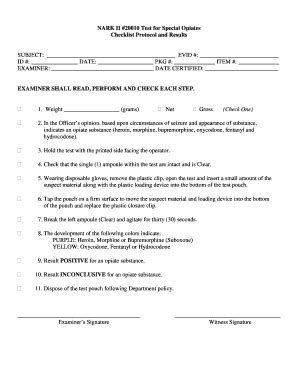 Fillable Online NARK II #20010 Test for Special Opiates Checklist ...