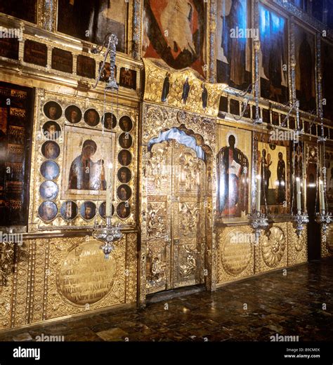 The Annunciation Cathedral iconostasis in the Kremlin The cathedral was built in 1484 89 Stock ...