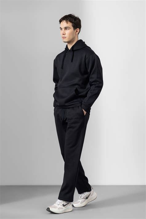 Black Heavy Fleece (320gsm) 2-piece Loose Fit hoodie and joggers set ...