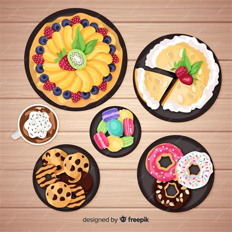 Realistic sweet dishes collection | Free Vector