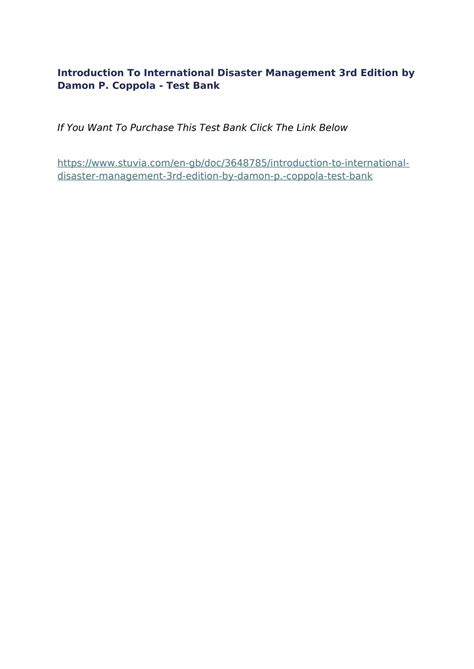 Introduction To International Disaster Management