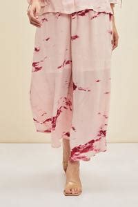 Buy Pink Silk, Cotton Viscose Tie-up Haze Tie Dye Top And Pant Set For ...