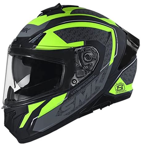 SMK Helmets - Typhoon - RD1 - Gloss Black Yellow Grey - Dual Visor Full ...