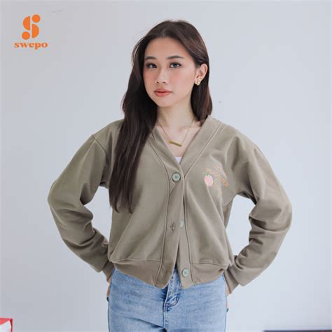 Jual SWEPO Cardigan JENNIE Peaches Wanita (Sablon) Size M-XXL | Shopee Indonesia