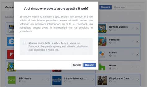 Facebook ora consente di rimuovere in blocco le app dal proprio account