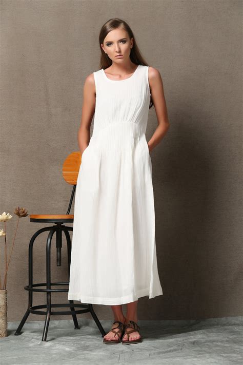 White Linen Dress Long Linen Dress Sleeveless Linen Tank - Etsy Australia