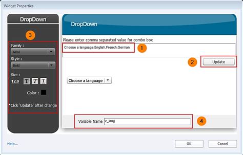 Set the properties of widgets with Adobe Captivate Classic