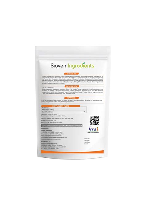 Buy Bioven Ingredients Carrot Fruit Extract | Online Ingredients