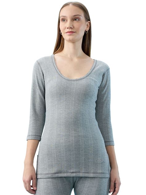 Buy HINT Women’s R-Neck Flare Thermal Top with 3/4th Sleeves - Grey ...