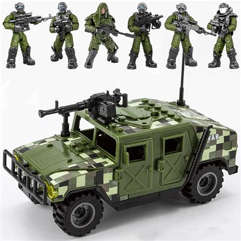 ENHANA Building Block Armored Vehicle with 6 Random Army Figures Brick ...