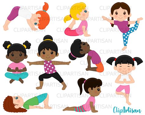 Yoga Poses Clip Art Yoga Girls Yoga Kids Clipart Yoga - Etsy