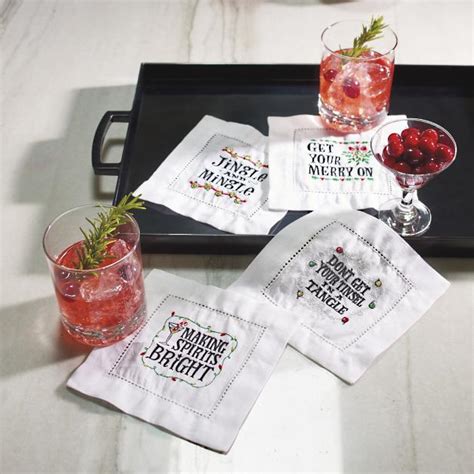 Cheers to Christmas Cocktail Napkins, Set of Four | Grandin Road
