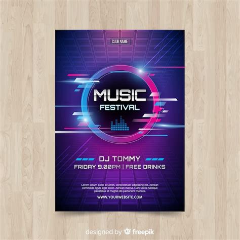 Glitch Music Festival Poster Vorlage | Kostenlose Vektor