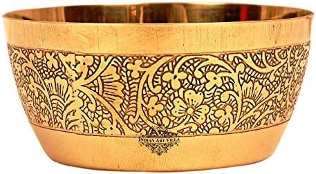 Buy INDIAN ART VILLA Embossed Design Brass Bowl Katori, Serving Indian ...