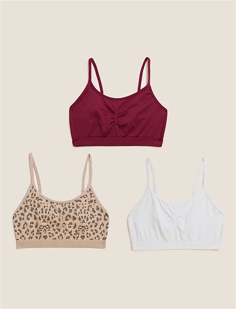 Buy 3pk Seamless Non Wired Crop Tops at Marks & Spencer