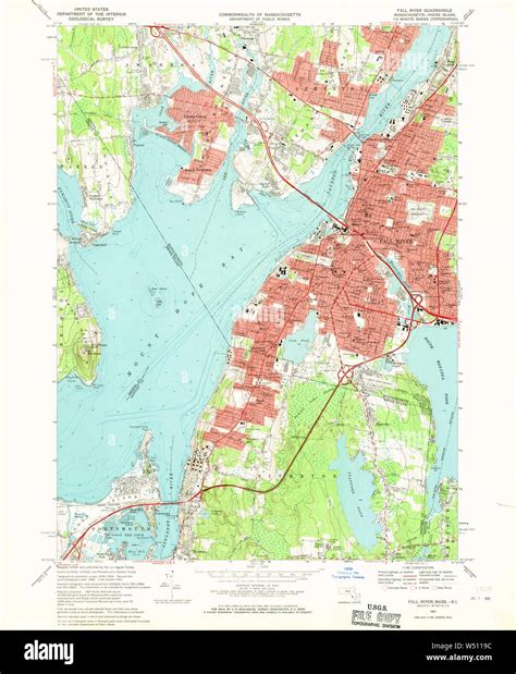 Massachusetts USGS Historical Topo Map MA Fall River 350133 1967 24000 ...