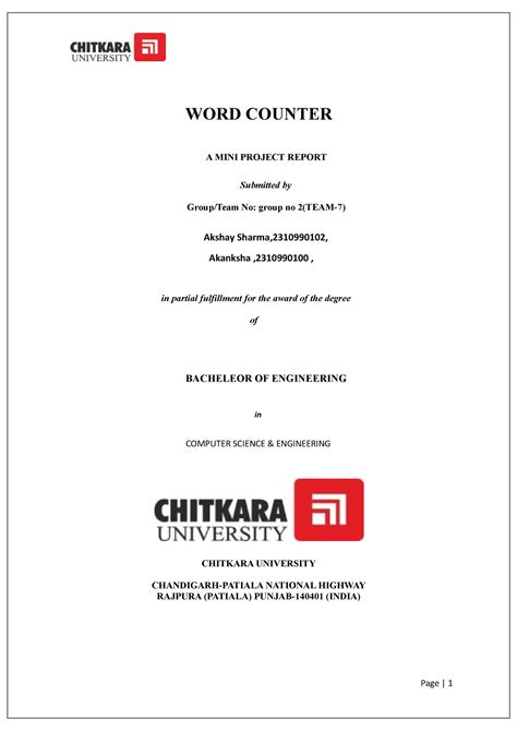 Fee report - WORD COUNTER A MINI PROJECT REPORT Submitted by Group/Team ...