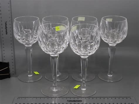 Lot - 6X WATERFORD CUT CRYSTAL LONG STEMMED WINE GLASSES