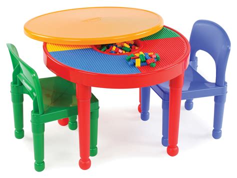 Tot Tutors Kids 2-in-1 Plastic LEGO®-Compatible Activity Table and 2 ...