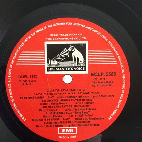 Lata Mangeshkar, Talat Mahmood - Duets To Remember (From Hindi Films ...