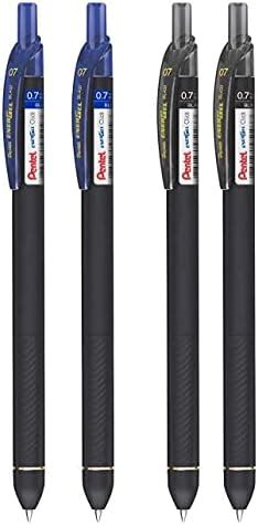Pentel EnerGel Click Roller Gel Pen - Pack of 4 (2 BLUE + 2 BLACK PENS ...