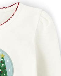Girls Long Sleeve Embroidered Snow Globe Top - Holiday Express - WHITE ...