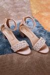 Buy Gold Embroidered Pearl Embellished Block Heels by Tiesta Online at ...