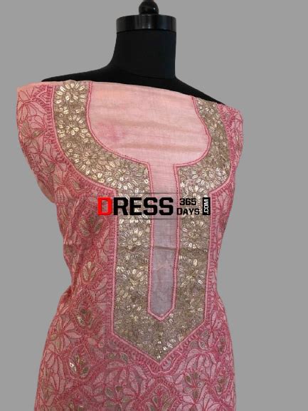 Tussar Silk Gota Patti Chikankari Kurti Fabric – Dress365days