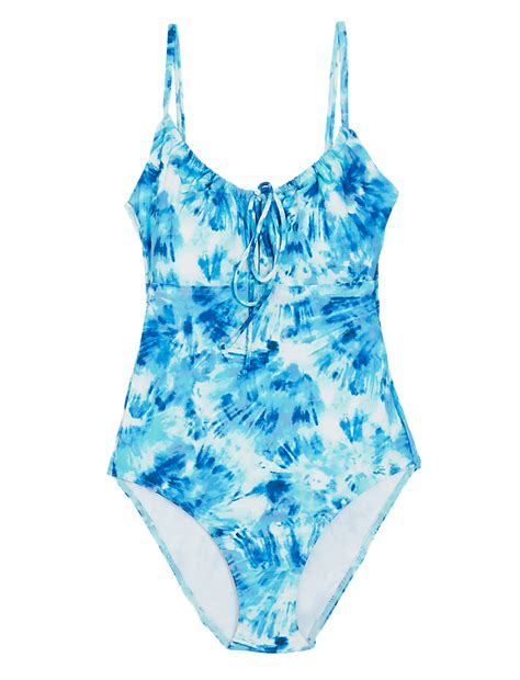 Buy Tie Dye Padded Scoop Neck Swimsuit at Marks & Spencer