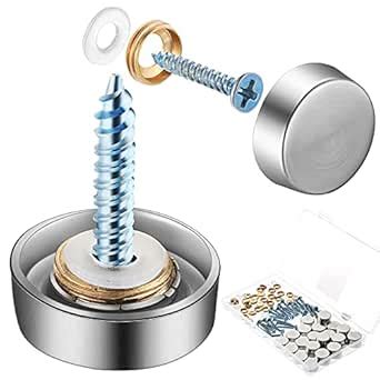 32 Pieces Mirror Screws Decorative Cap Stainless Steel Screw Cover ...