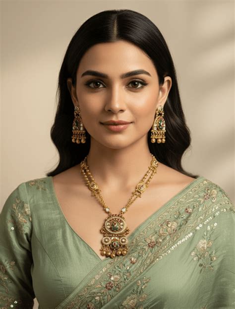 Antique Gold Plated Heritage Look Chain Pendant Necklace Set Online ...