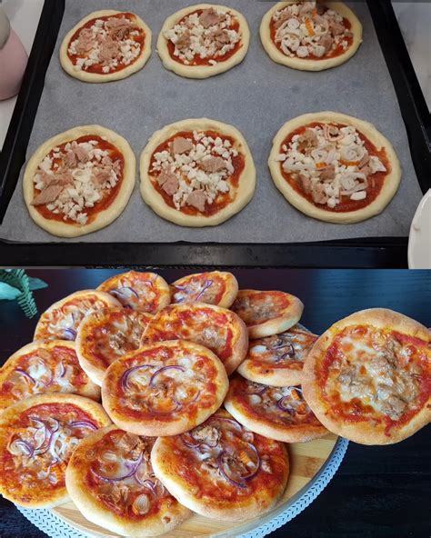 Mini Tuna Pizzas with Homemade Dough and Mozzarella