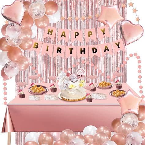 Buy Rose Gold Party Decorations, Birthday Decorations for Women Include ...