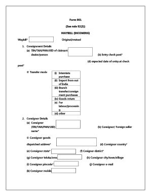 Fillable Online webtel Form 901 (See rule 92(3)) WAYBILL (INCOMING ...