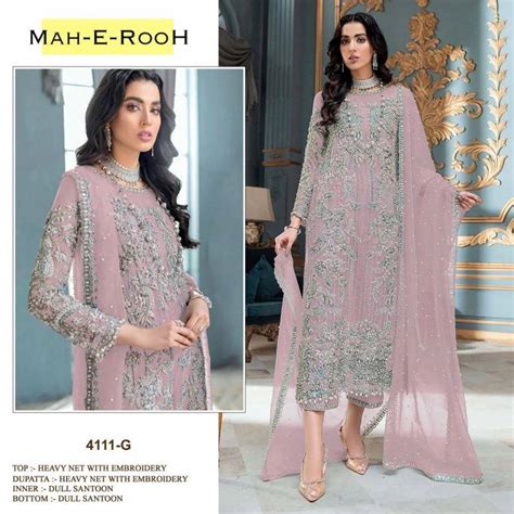 Mah E Rooh 4111 F To N Embroidery Net Salwar Kameez Collection