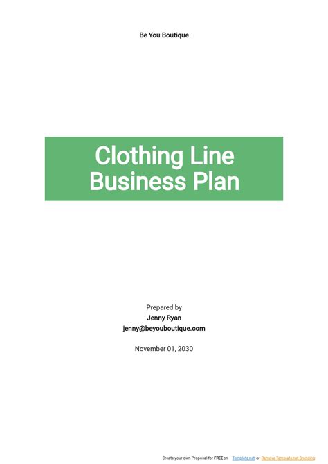 Online Clothing Brand Business Plan Template [Free PDF] - Google Docs ...