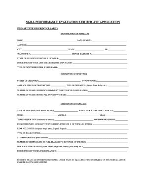 Skill Performance Evaluation Certification Application - Fill and Sign ...