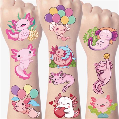 Gameza Axolotl Temporary Tattoos Stickers - 200 India | Ubuy