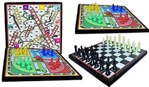 Spocco Wooden Ludo Game Snakes Ladders & Chess Board (16x16 Inch)WC7 ...