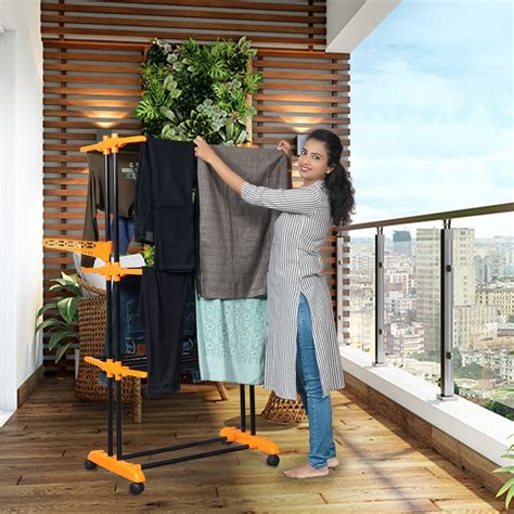 PARASNATH Luxury Black/Orange 2 Pole Steel Clothes Drying Stand /Dry ...