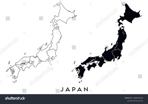 Japan Map Regions Districts Vector Black Stock Vector (Royalty Free) 2498755243 | Shutterstock