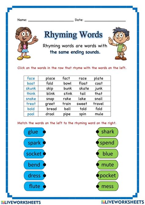 Engage and Learn: Rhyming Words Worksheets for Fun Language Development