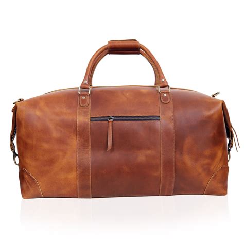 Dutch Large Tan Leather Duffel Bag for Men | Top-Grain Travel Bag